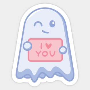 Cute ghost with I love you sign Sticker